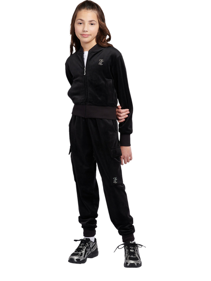 Juicy Couture Kids' Velour Cropped Zip Through Sweatshirt - view 2, Jet Black