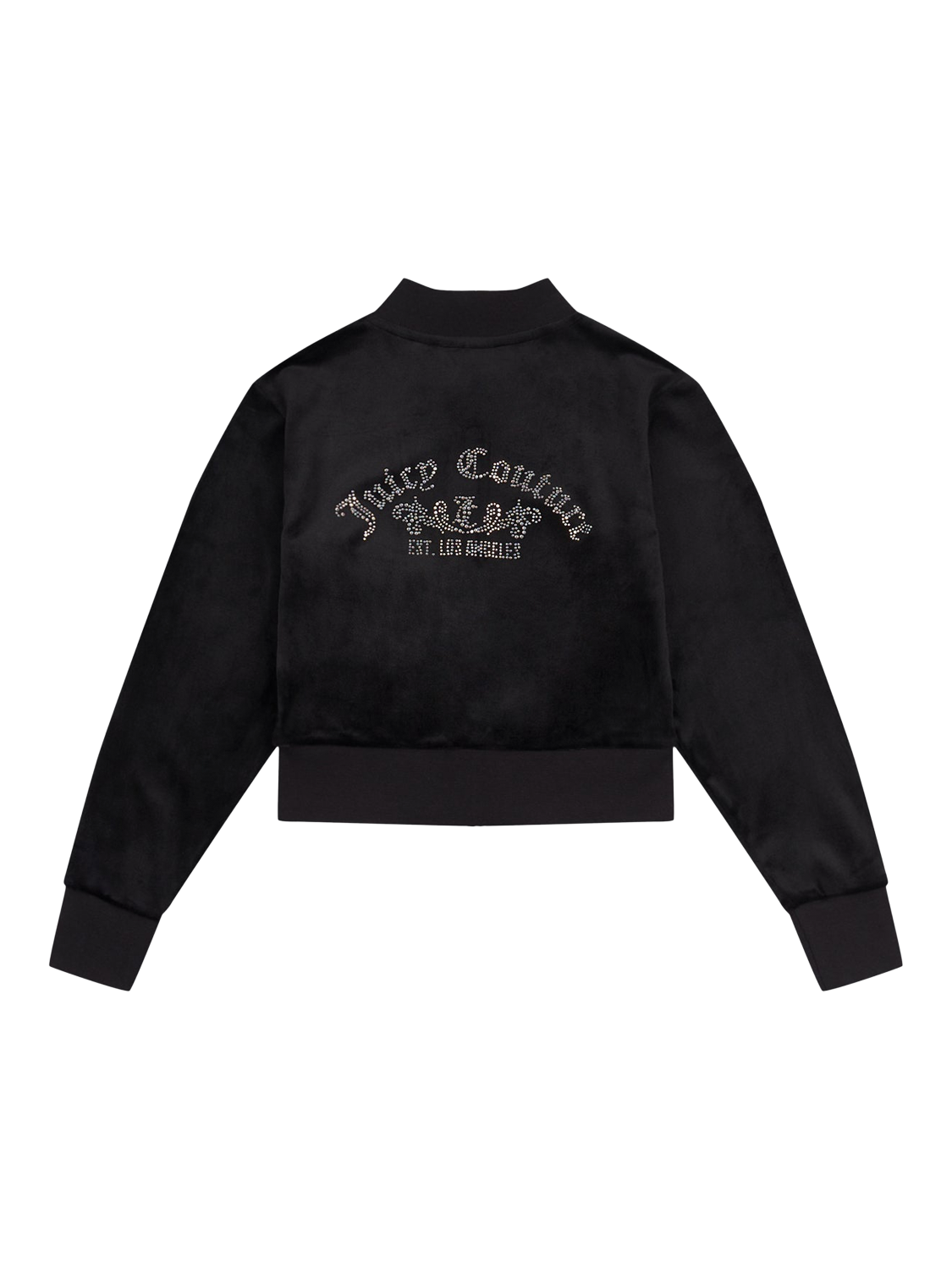Product image 7 of 9, which shows Juicy Couture Kids' Velour Cropped Zip Through Sweatshirt, Jet Black, 7-8 years