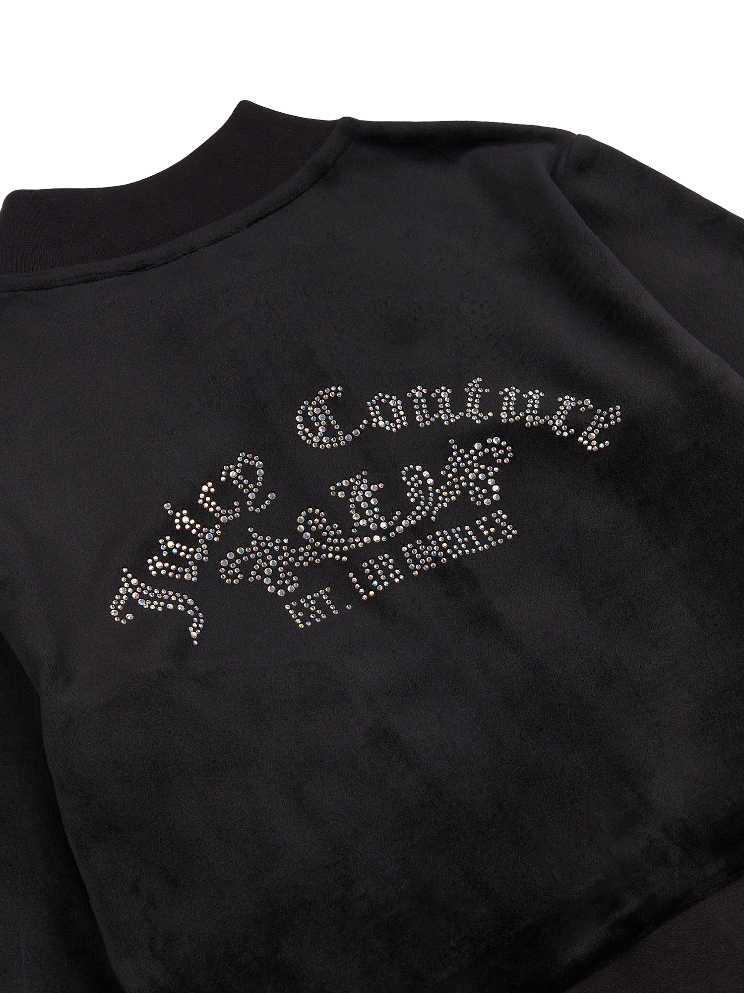 Product image 9 of 9, which shows Juicy Couture Kids' Velour Cropped Zip Through Sweatshirt, Jet Black, 7-8 years