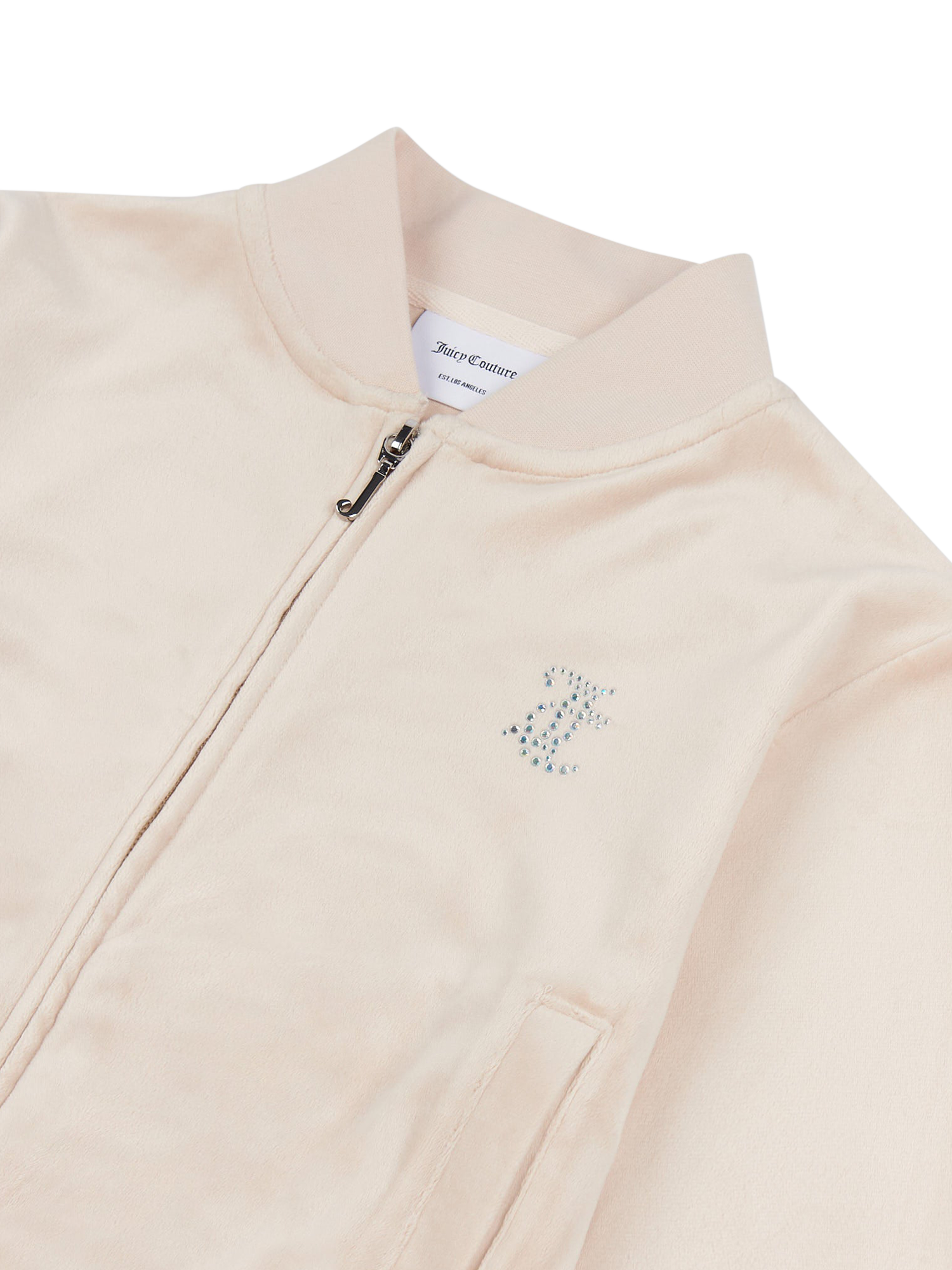Product image 7 of 8, which shows Juicy Couture Kids' Velour Cropped Zip Through Sweatshirt, Gray Morn, 7-8 years