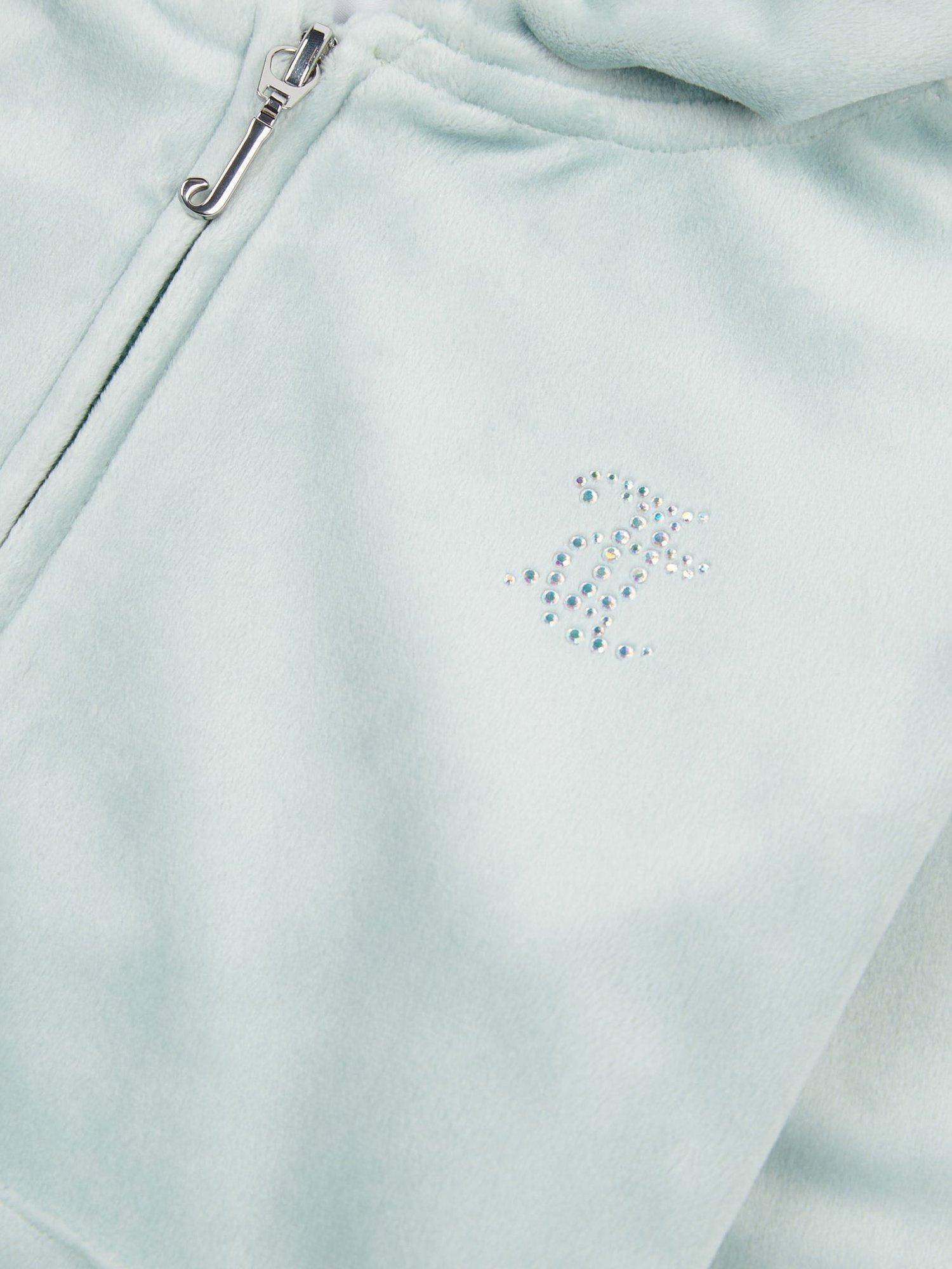 Product image 7 of 11, which shows Juicy Couture Kids' Mini Diamante Zip Hoodie, Gray Mist, 7-8 years