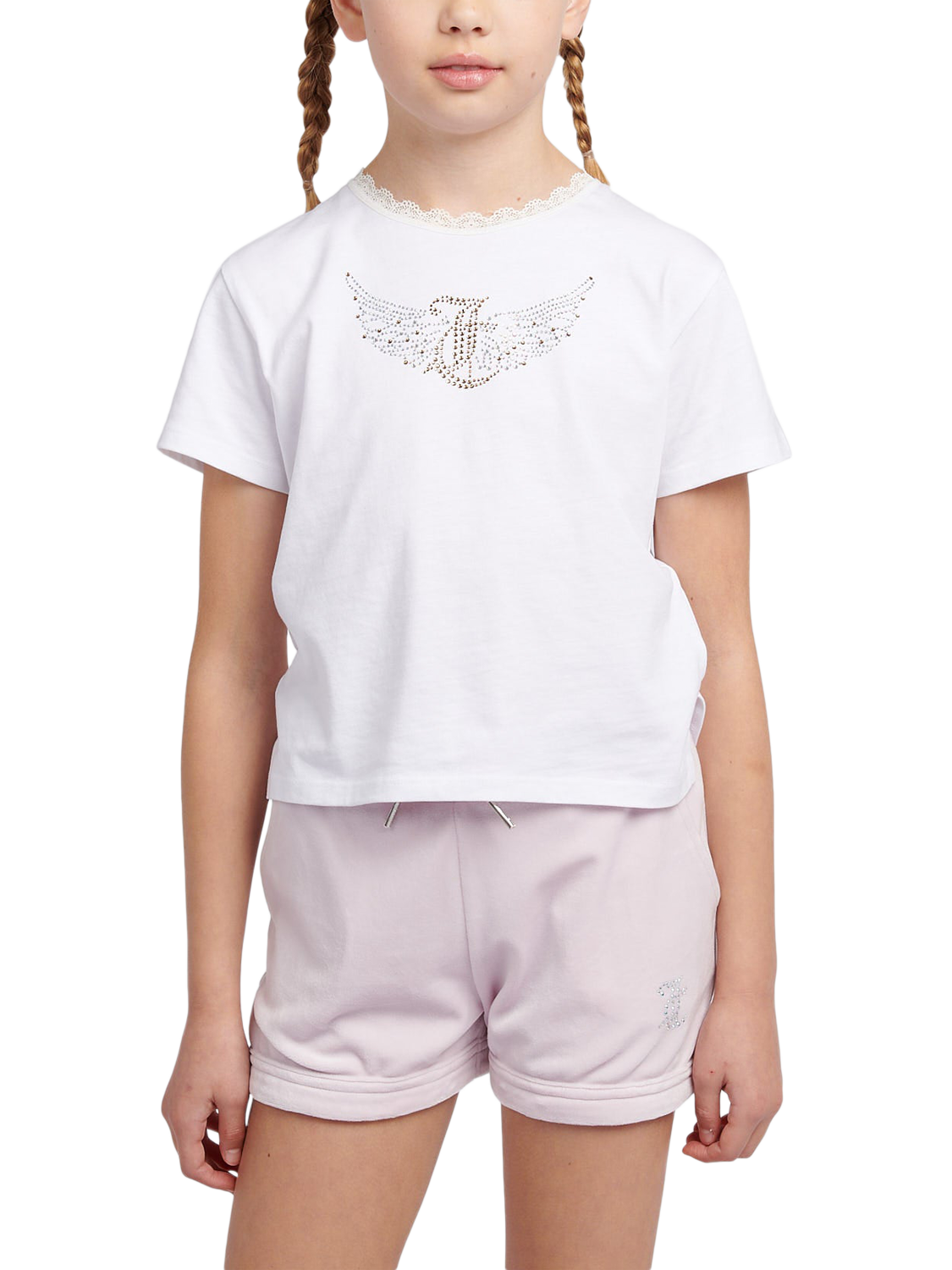 Product image 1 of 7, which shows Juicy Couture Kids' Angel T-Shirt, Bright White, 7-8 years
