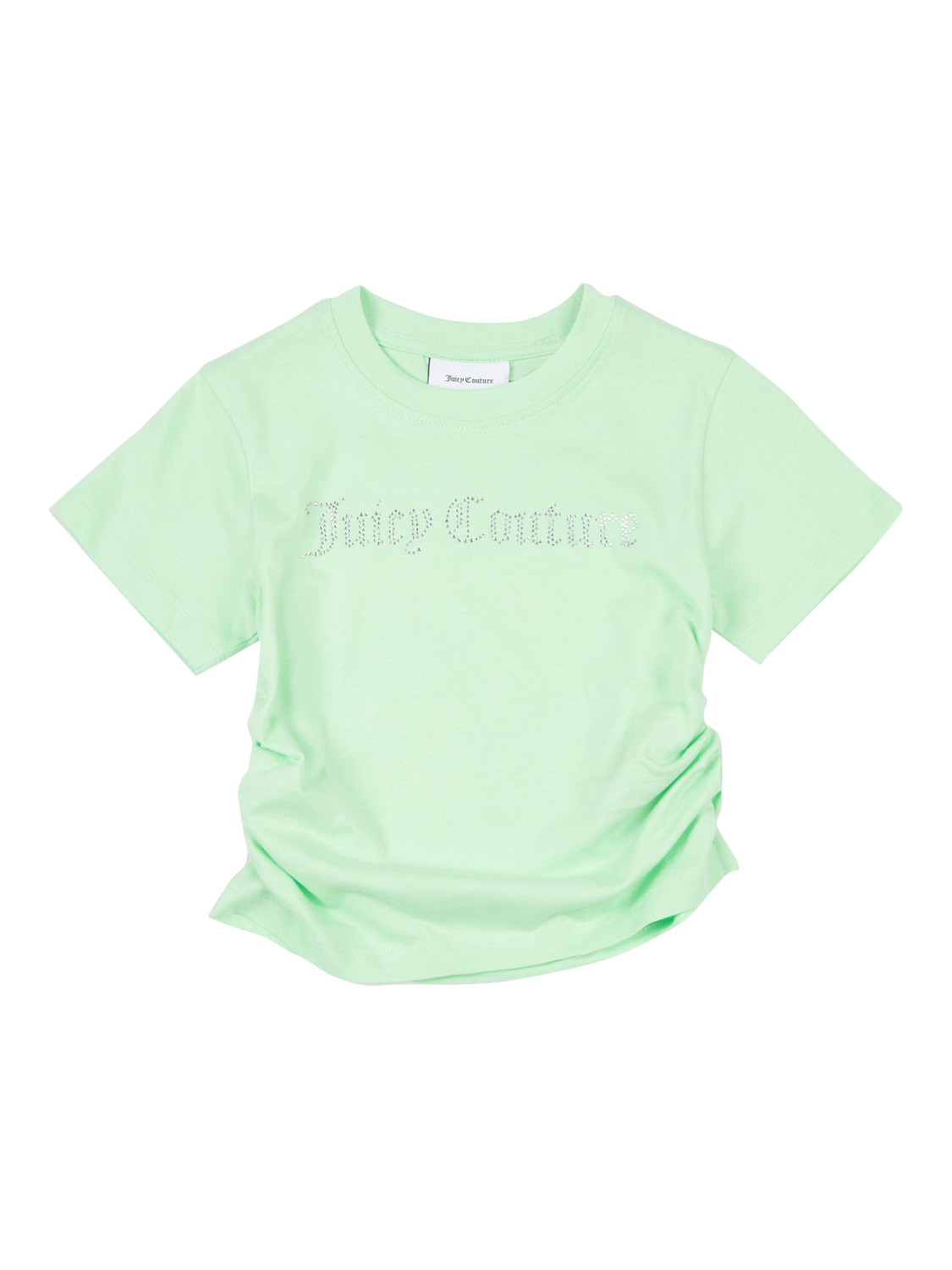 Product image 1 of 3, which shows Juicy Couture Kids' Diamante Ringer T-Shirt, Green Ash, 7-8 years