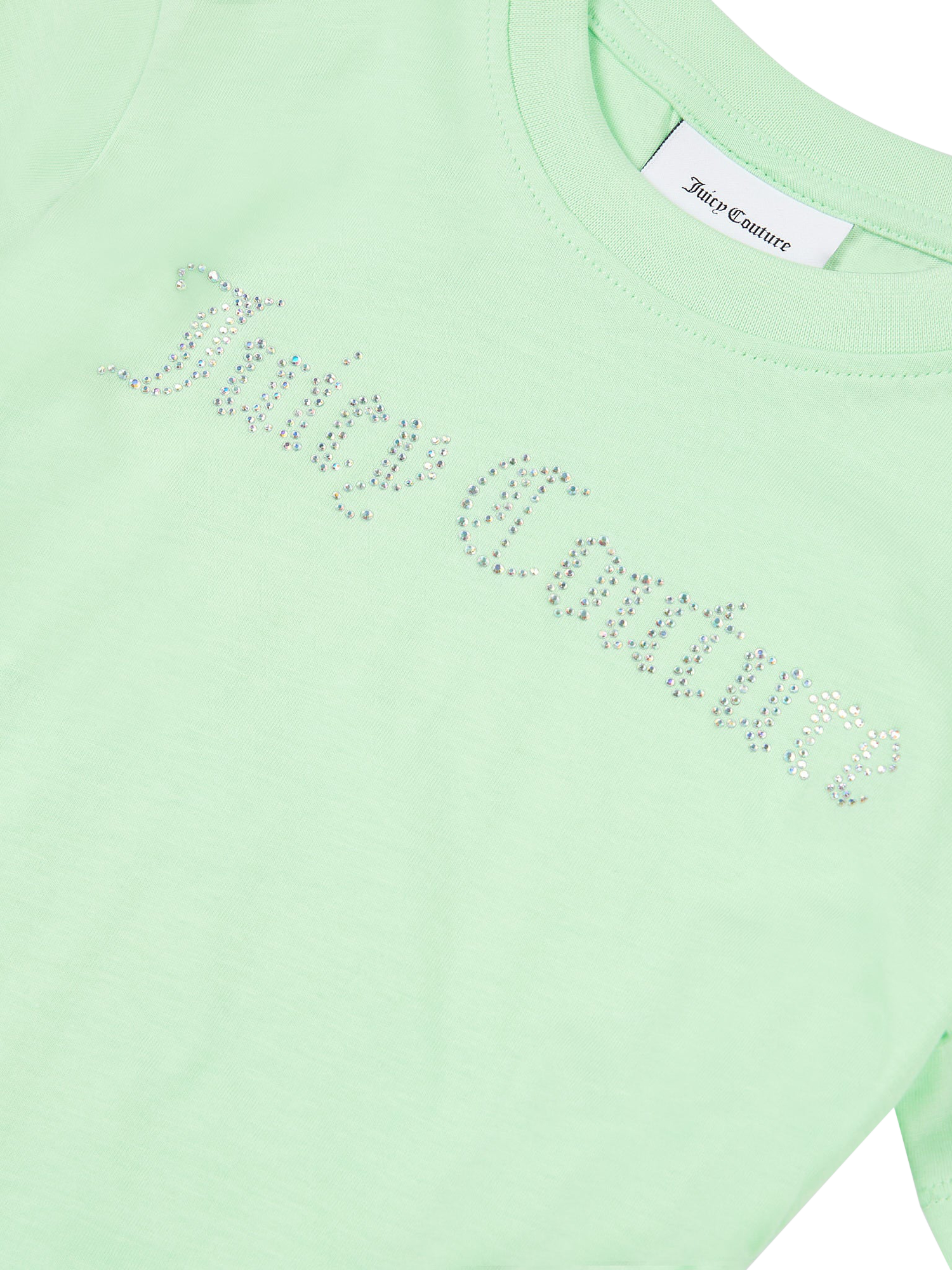Product image 3 of 3, which shows Juicy Couture Kids' Diamante Ringer T-Shirt, Green Ash, 7-8 years