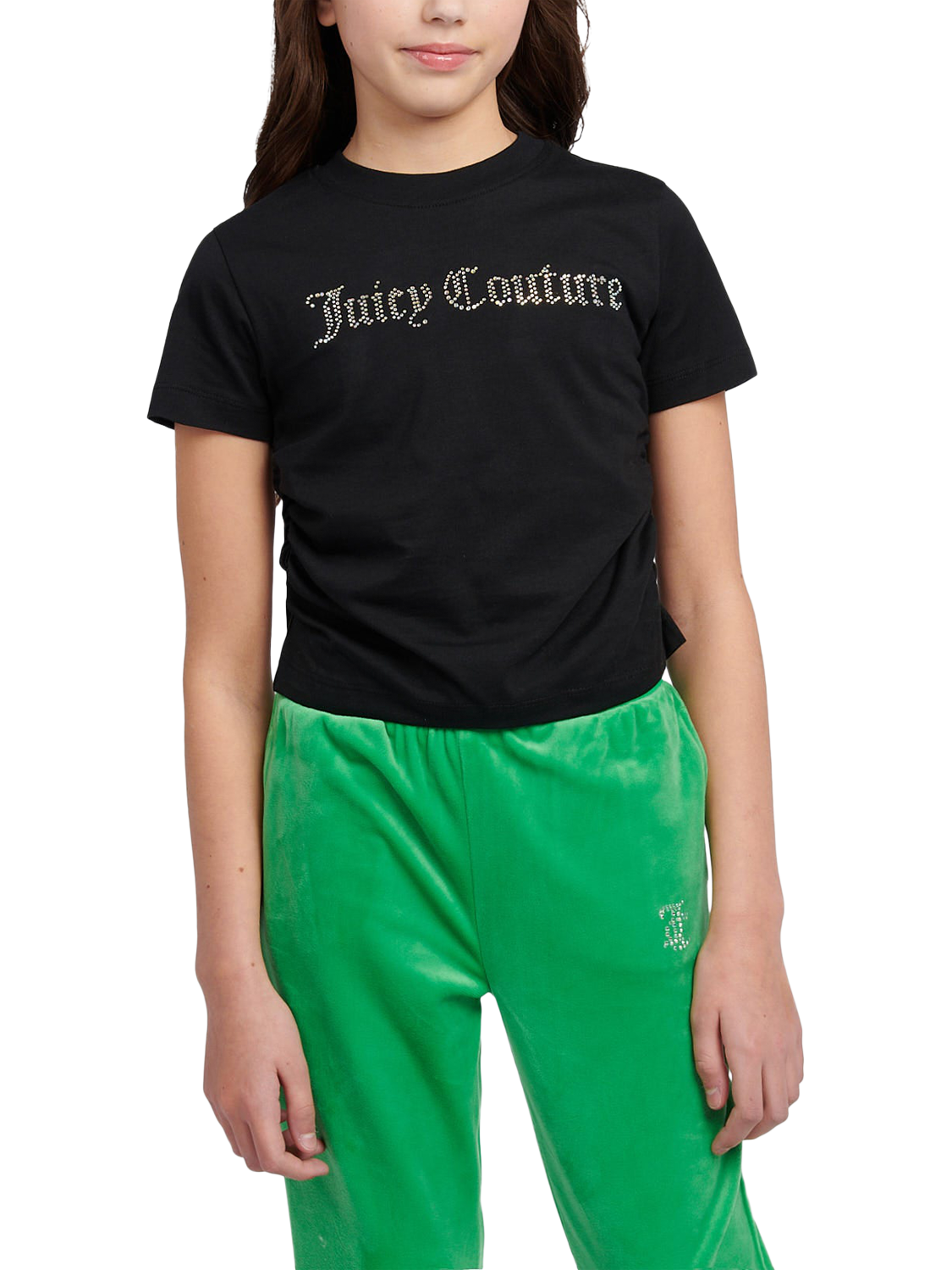 Product image 1 of 7, which shows Juicy Couture Kids' Diamante Ringer T-Shirt, Black, 7-8 years