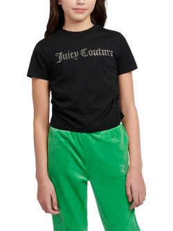 Juicy Couture Kids' Diamante Ringer T-Shirt, Black