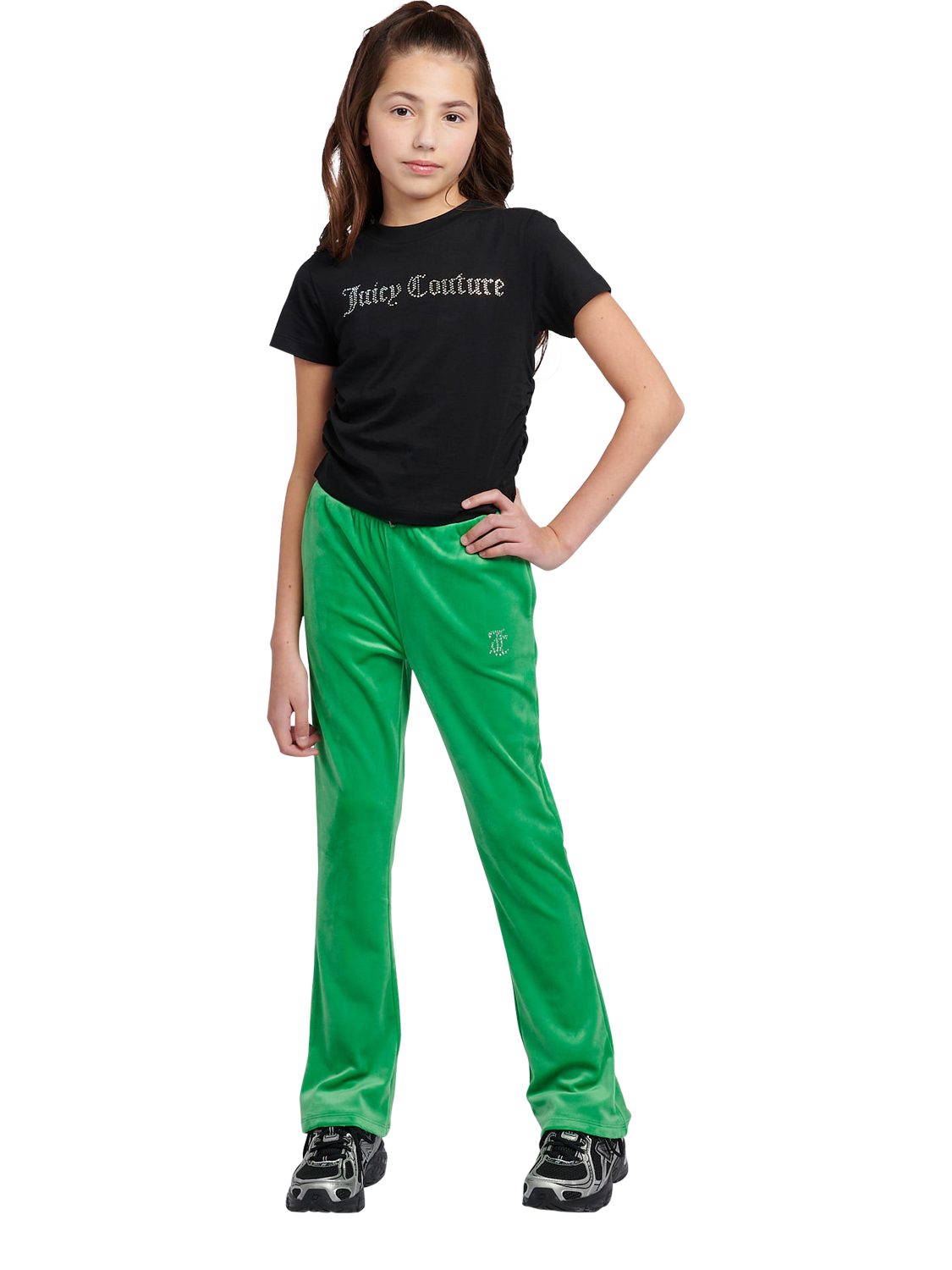 Product image 2 of 7, which shows Juicy Couture Kids' Diamante Ringer T-Shirt, Black, 7-8 years