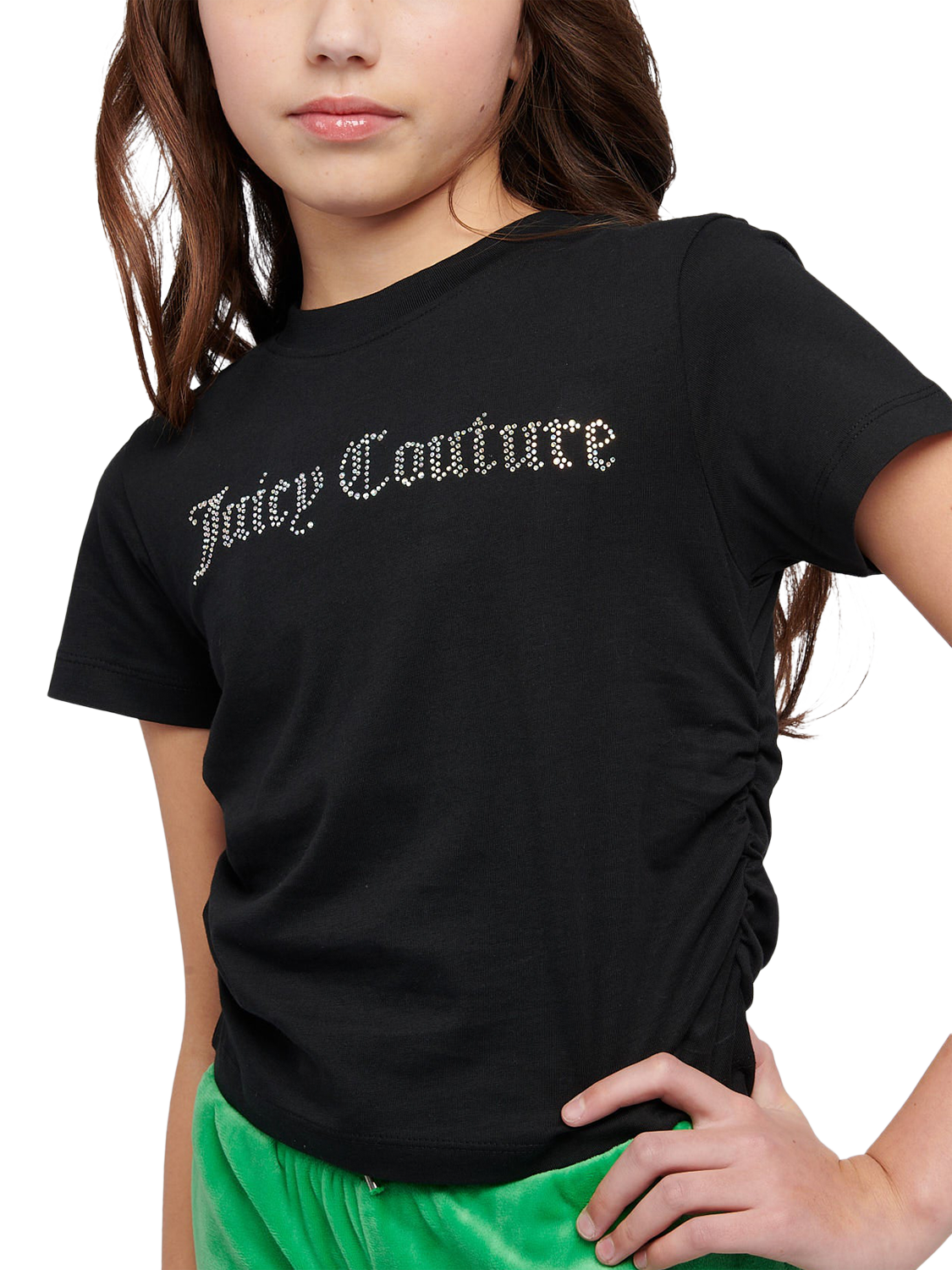 Product image 4 of 7, which shows Juicy Couture Kids' Diamante Ringer T-Shirt, Black, 7-8 years