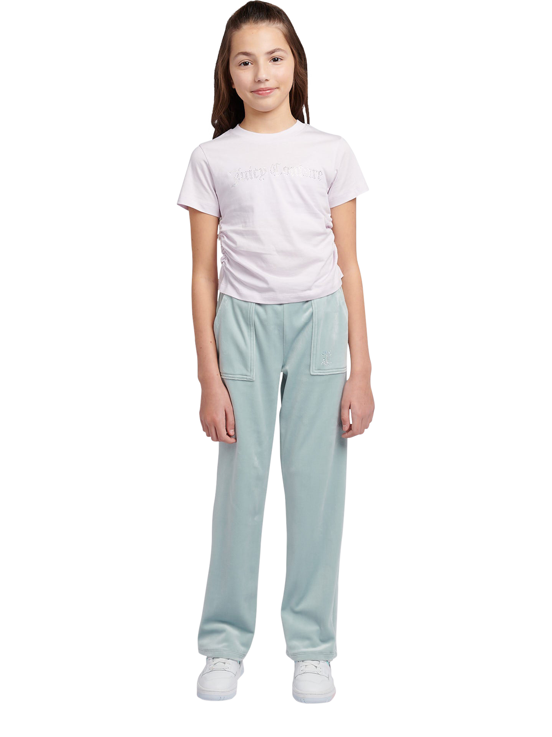 Product image 2 of 7, which shows Juicy Couture Kids' Diamante Ringer T-Shirt, Lavender Fog, 7-8 years