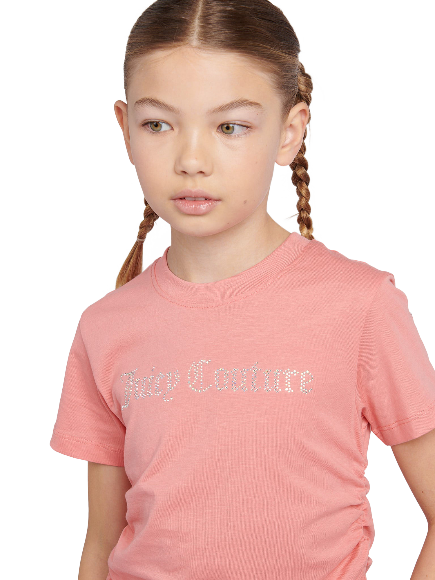 Product image 4 of 7, which shows Juicy Couture Kids' Diamante Ringer T-Shirt, Peach Blossom, 7-8 years