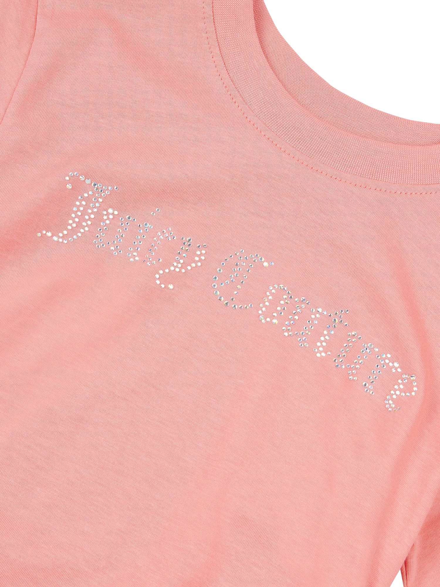 Product image 7 of 7, which shows Juicy Couture Kids' Diamante Ringer T-Shirt, Peach Blossom, 7-8 years
