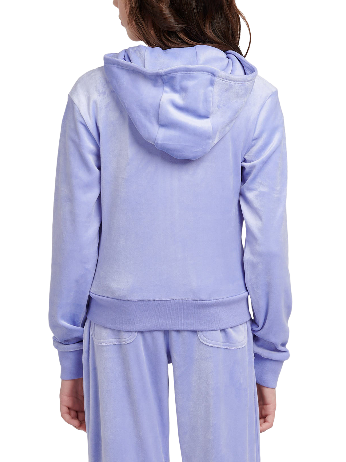 Product image 3 of 7, which shows Juicy Couture Kids' Velour Tonal Zip Hoodie, Jacaranda, 7-8 years