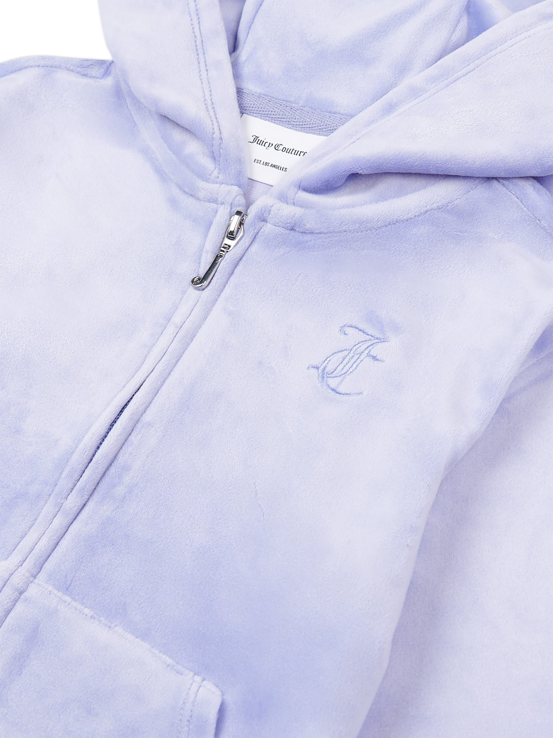 Product image 7 of 7, which shows Juicy Couture Kids' Velour Tonal Zip Hoodie, Jacaranda, 7-8 years