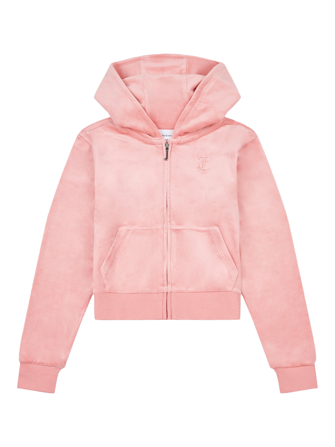Product image 1 of 3, which shows Juicy Couture Kids' Velour Tonal Zip Hoodie, Peach Blossom, 7-8 years
