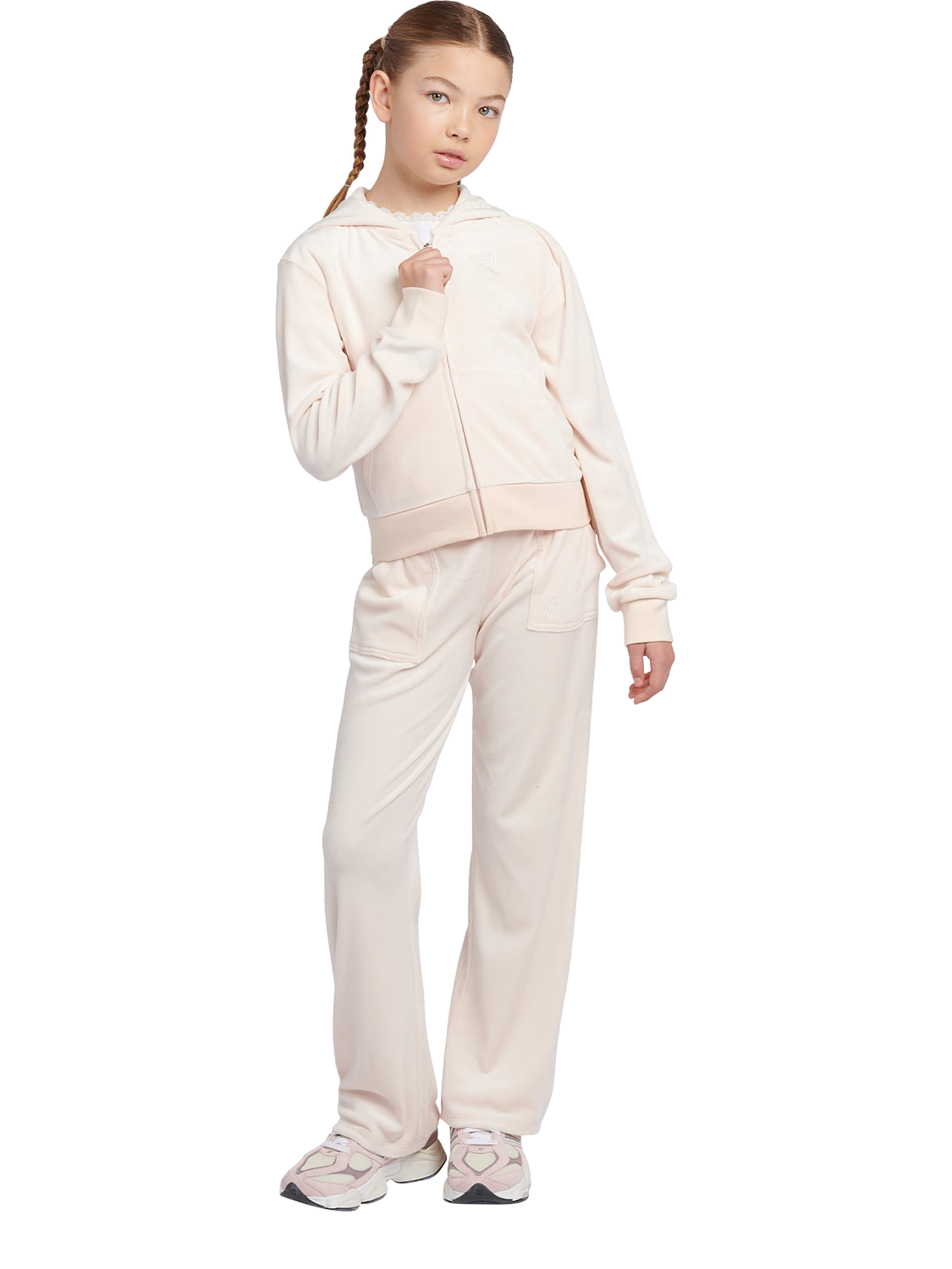 Product image 1 of 6, which shows Juicy Couture Kids' Velour Tonal Zip Hoodie, Shell, 7-8 years
