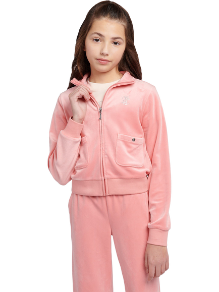 Juicy Couture Kids' Velour Zip-Up Jacket, Peach Blossom