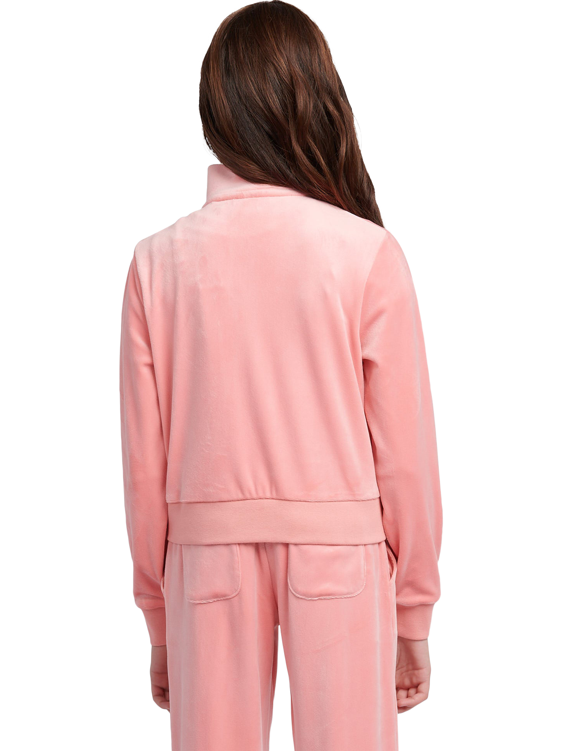 Product image 3 of 8, which shows Juicy Couture Kids' Velour Zip-Up Jacket, Peach Blossom, 7-8 years
