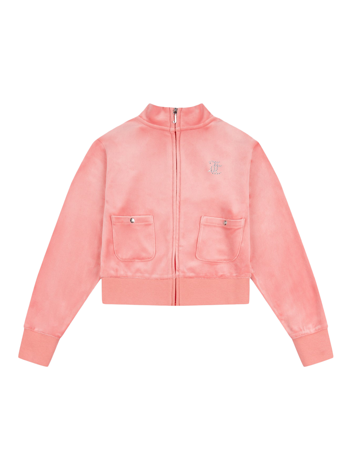 Product image 6 of 8, which shows Juicy Couture Kids' Velour Zip-Up Jacket, Peach Blossom, 7-8 years