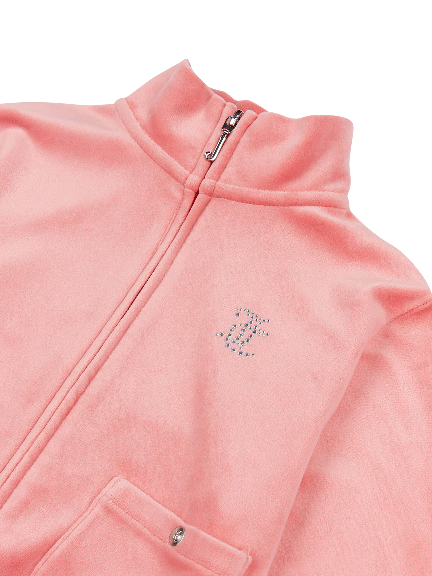 Product image 8 of 8, which shows Juicy Couture Kids' Velour Zip-Up Jacket, Peach Blossom, 7-8 years