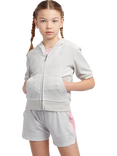 Juicy Couture Kids' Diamante Zip-Through Short-Sleeve Hoodie, Pearl Blue