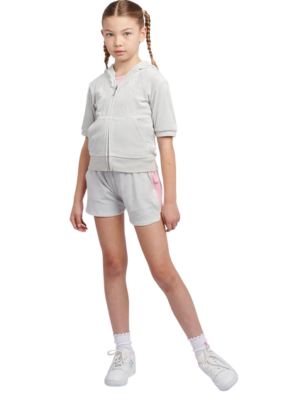 Juicy Couture Kids' Diamante Zip-Through Short-Sleeve Hoodie, Pearl Blue - view 2, Pearl Blue