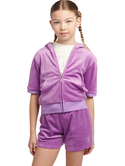 Juicy Couture Kids' Velour Zip-Up Hoodie, Dewberry, Dewberry