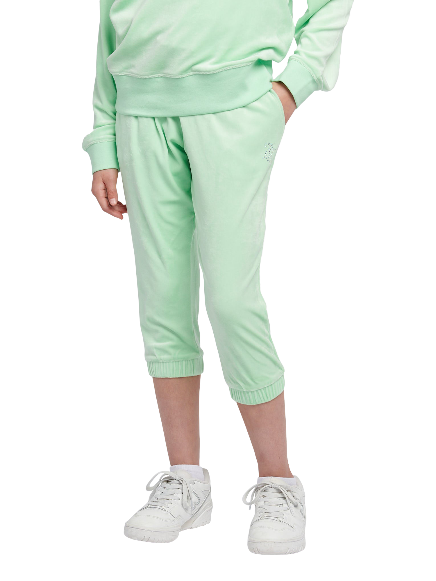 Product image 1 of 7, which shows Juicy Couture Kids' Capri Slim Joggers, Green Ash, 7-8 years