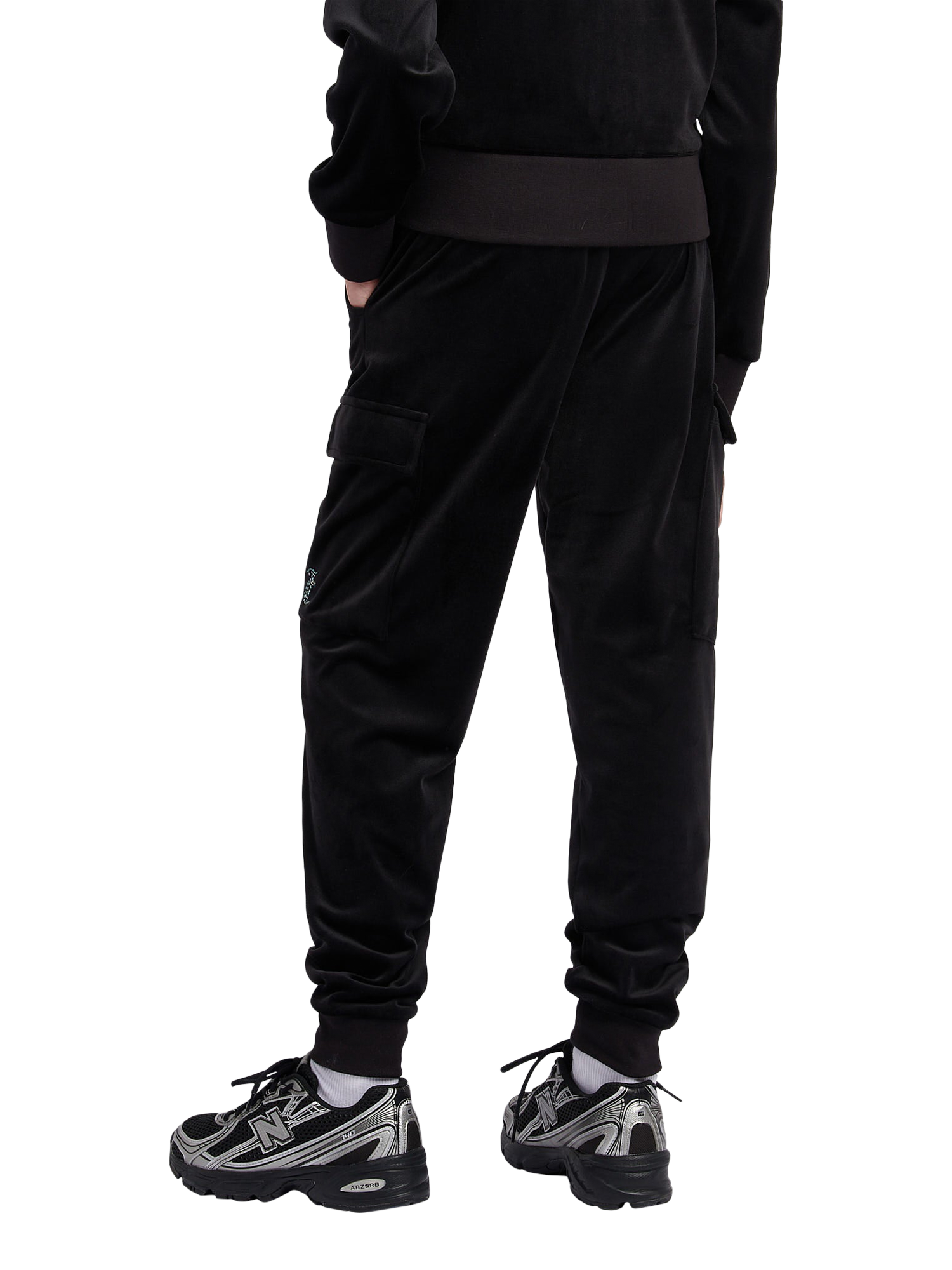 Product image 3 of 7, which shows Juicy Couture Kids' Cargo Cuffed Joggers, Jet Black, 7-8 years