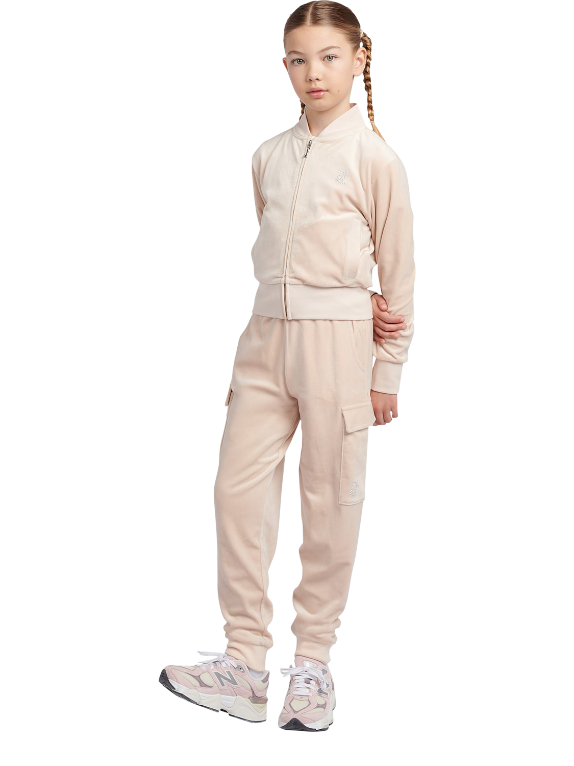 Product image 2 of 7, which shows Juicy Couture Kids' Cargo Cuffed Joggers, Gray Morn, 7-8 years