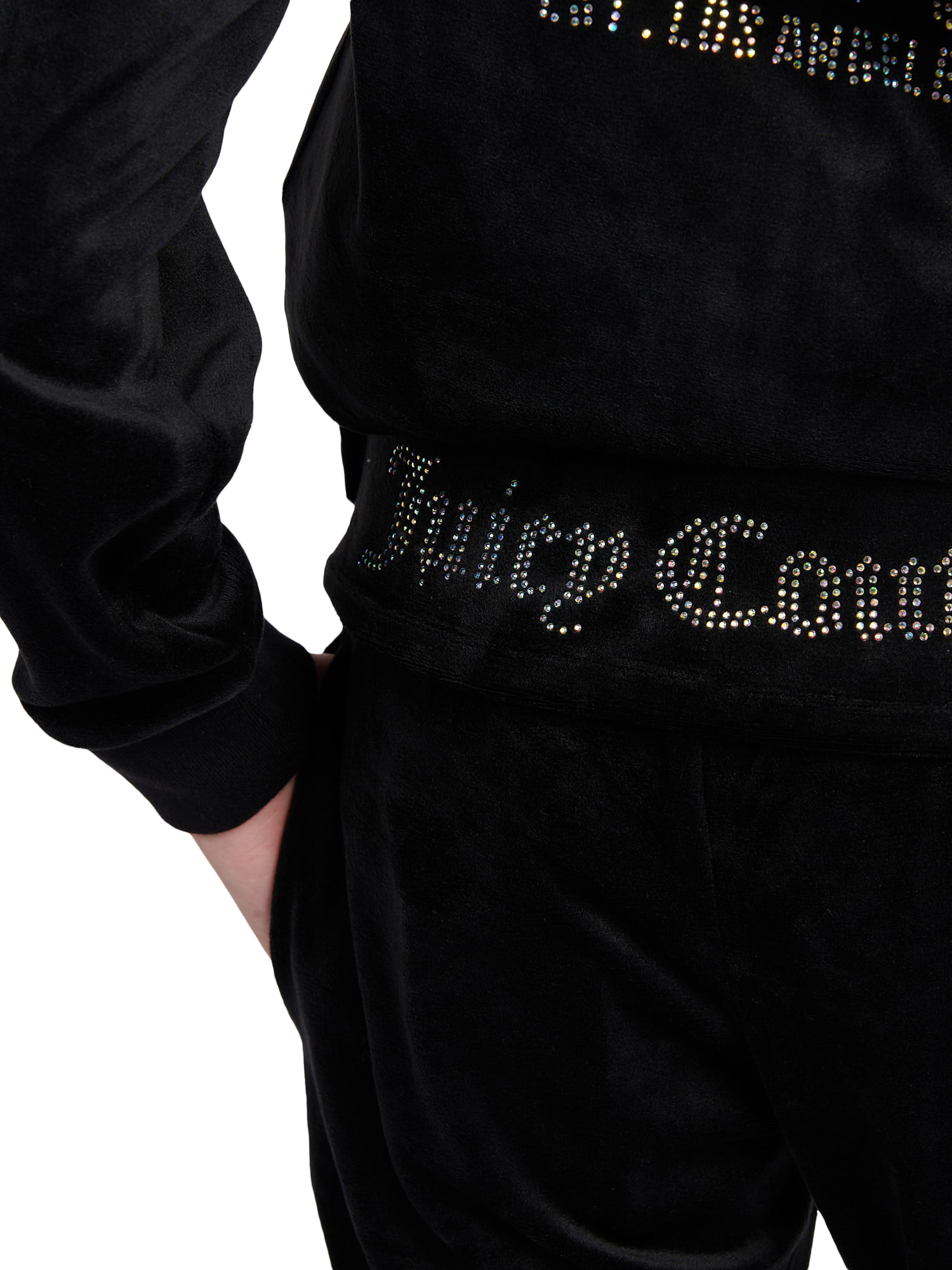 Product image 5 of 9, which shows Juicy Couture Kids' Fold Over Waist Joggers, Jet Black, 7-8 years