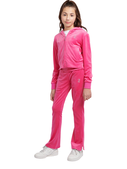 Juicy Couture Kids' Velour Fold Over Joggers, Fuchsia Purple - view 2, Fuchsia Purple