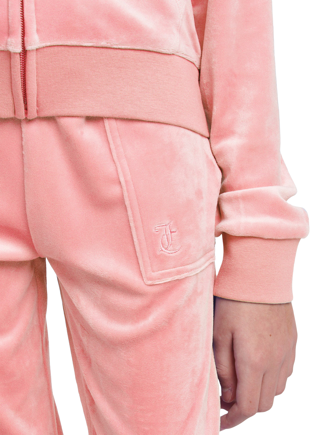 Product image 3 of 6, which shows Juicy Couture Kids' Tonal Wide Leg Joggers, Peach Blossom, 7-8 years
