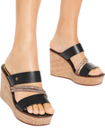 Kurt Geiger London Strand Leathed Embellished Strap Wedge Heeled Sandals, Black