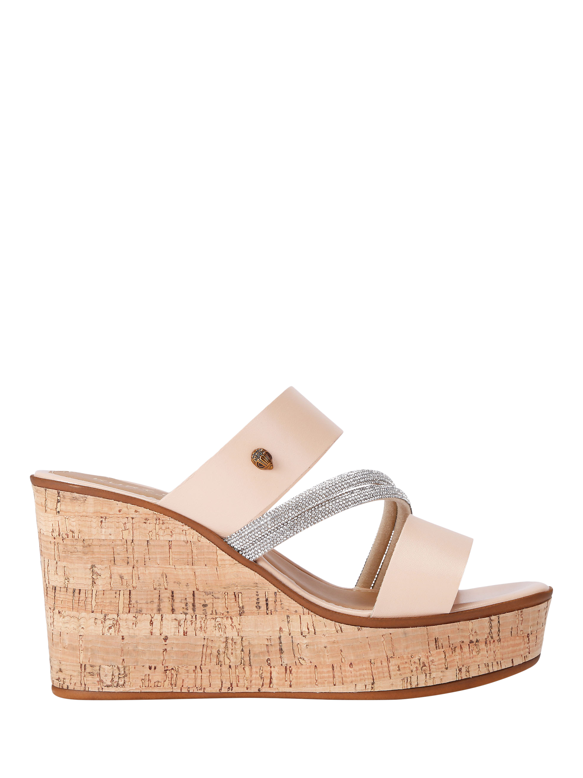 Kurt Geiger London Strand Leathed Embellished Strap Wedge Heeled Sandals, Light Pink