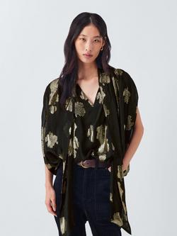 AND/OR Metallic Detail Top, Black/Gold, Black/Gold