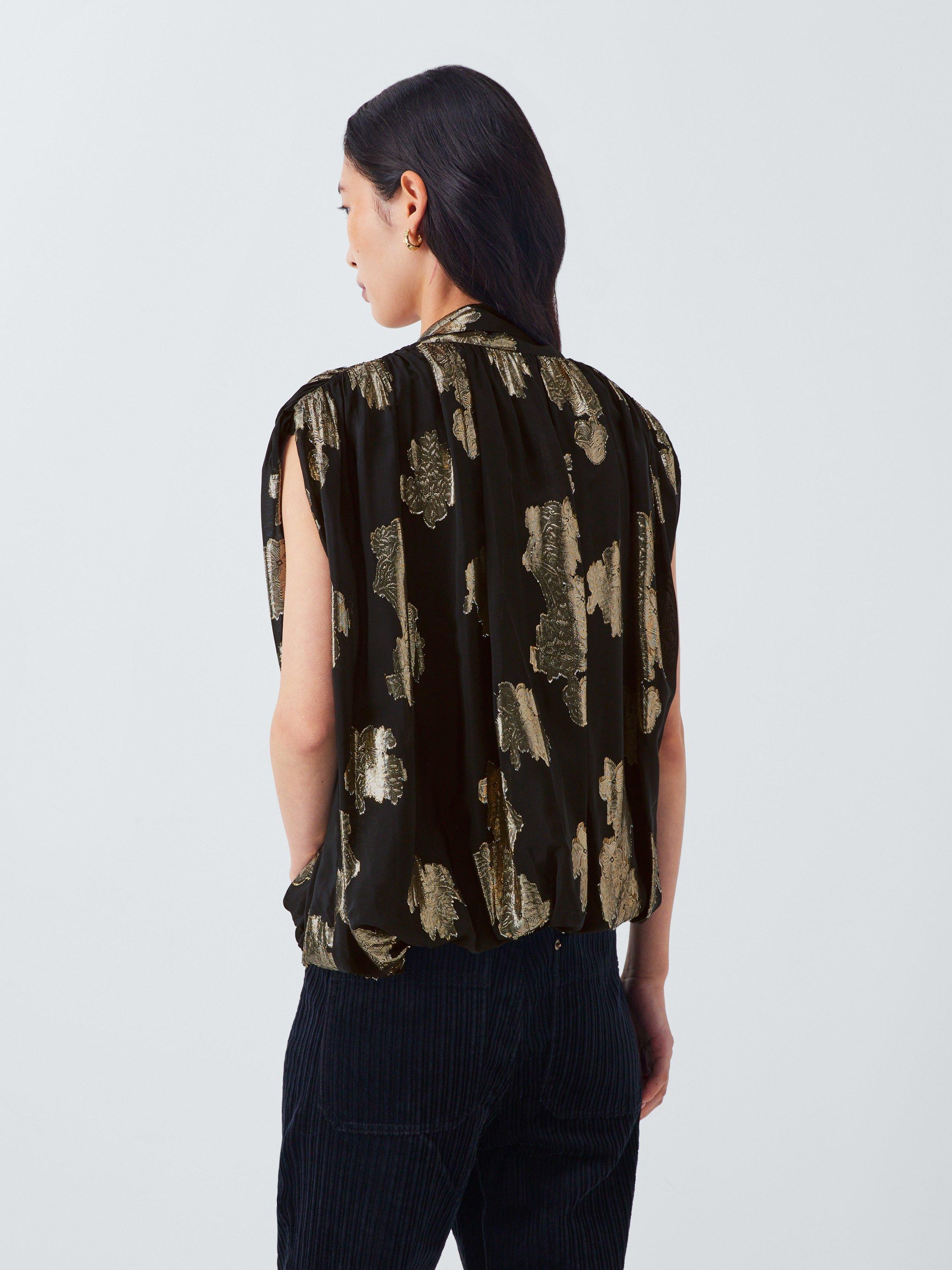 Product image 2 of 6, which shows AND/OR Metallic Detail Top, Black/Gold, 6