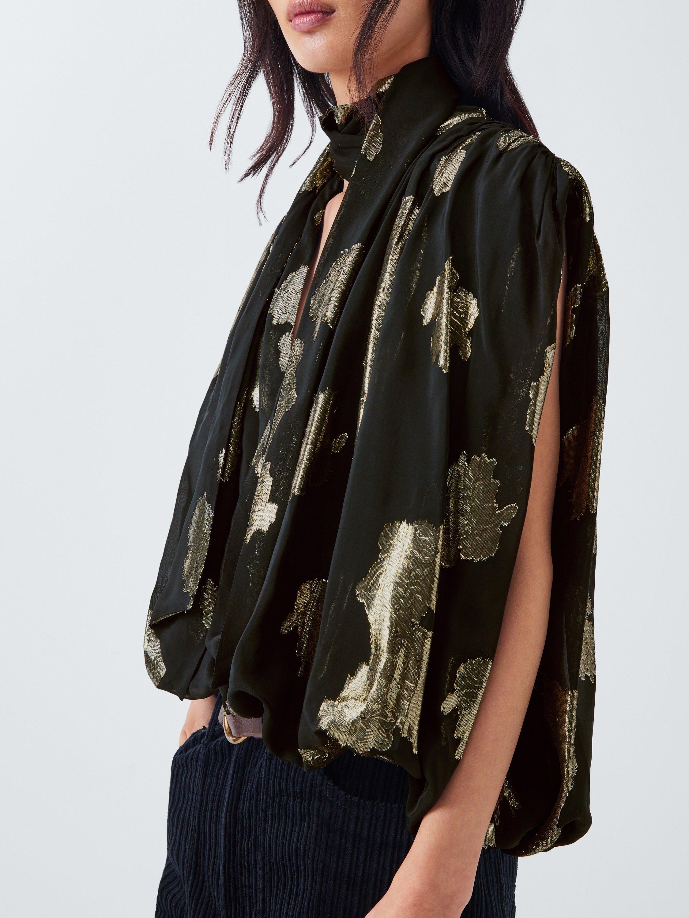 Product image 6 of 6, which shows AND/OR Metallic Detail Top, Black/Gold, 6