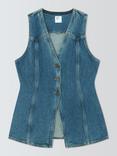 AND/OR Longline Denim Waistcoat, Mid Wash Blue