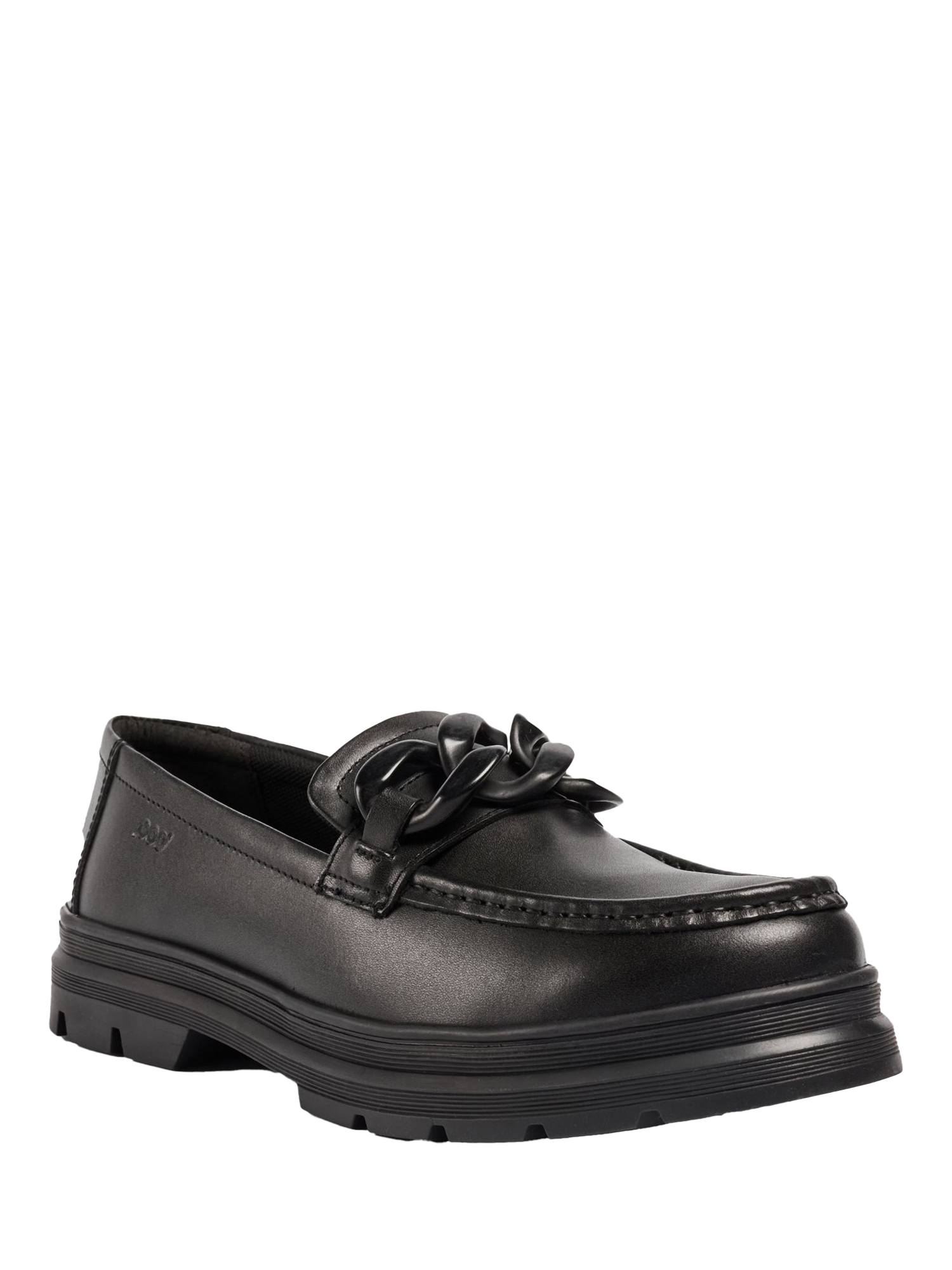 Product image 2 of 5, which shows Pod Kids' Mina Leather Loafer School Shoes, Black, 3