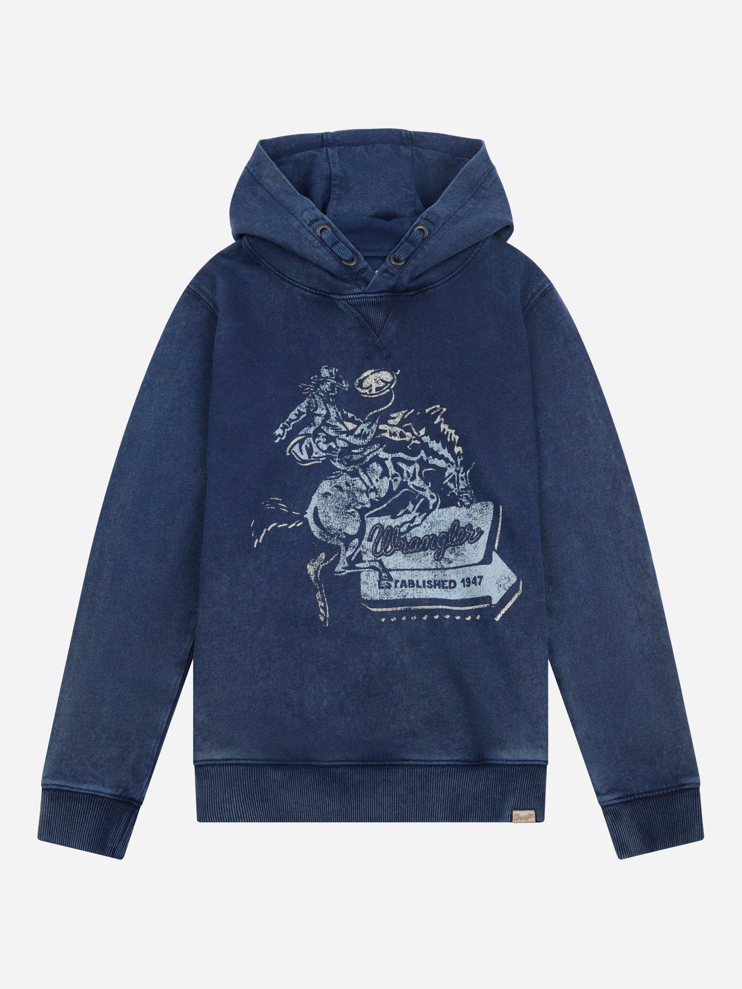 Product image 1 of 3, which shows Wrangler Kids' Rope Wrangler Hoodie, Navy Blazer, 7-8 years