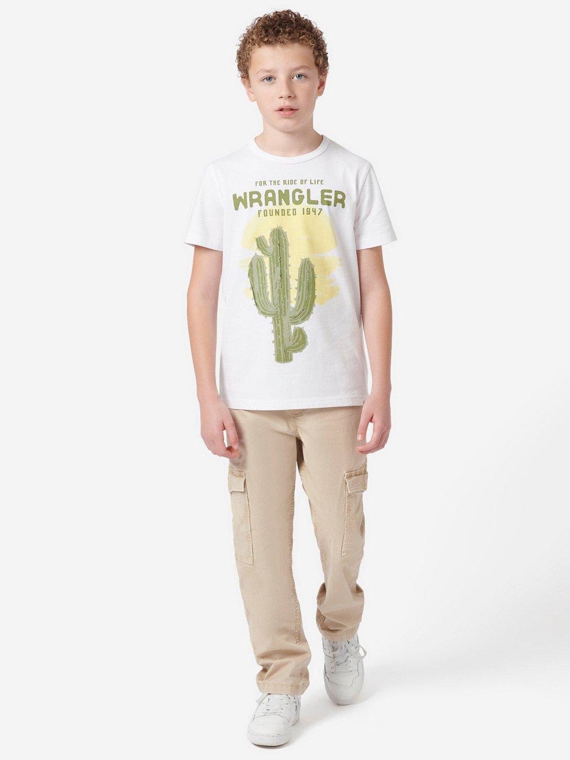 Product image 3 of 8, which shows Wrangler Kids' Western Cactus T-Shirt, Bright White/Multi, 7-8 years