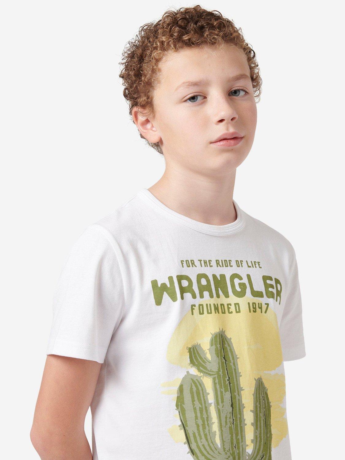 Product image 5 of 8, which shows Wrangler Kids' Western Cactus T-Shirt, Bright White/Multi, 7-8 years