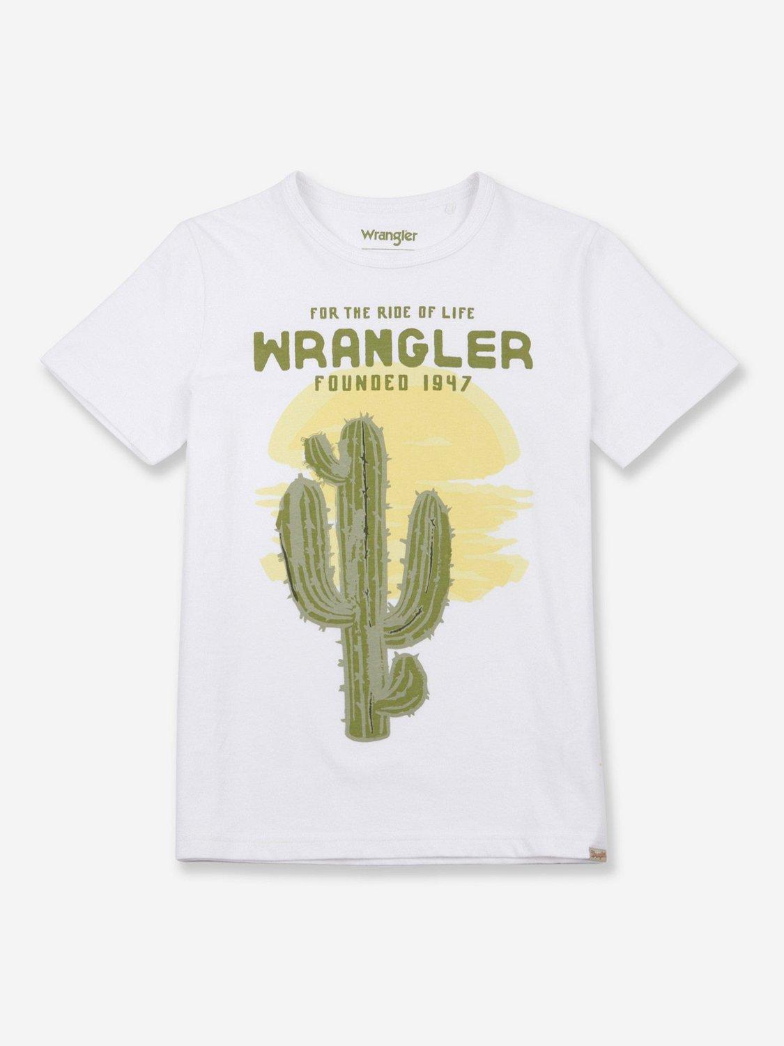 Product image 6 of 8, which shows Wrangler Kids' Western Cactus T-Shirt, Bright White/Multi, 7-8 years