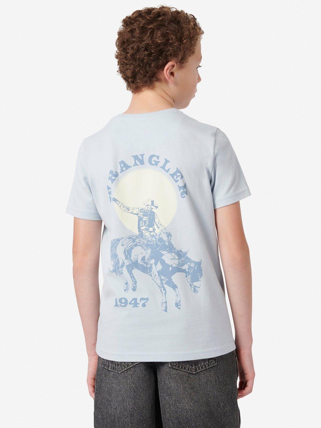 Product image 2 of 8, which shows Wrangler Kids' Wrancher T-Shirt, Niagra Mist, 7-8 years