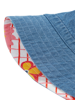 Frugi Kids' Hattie Organic Cotton Sun Safe Bucket Hat, Blue/Multi - view 2, Blue/Multi