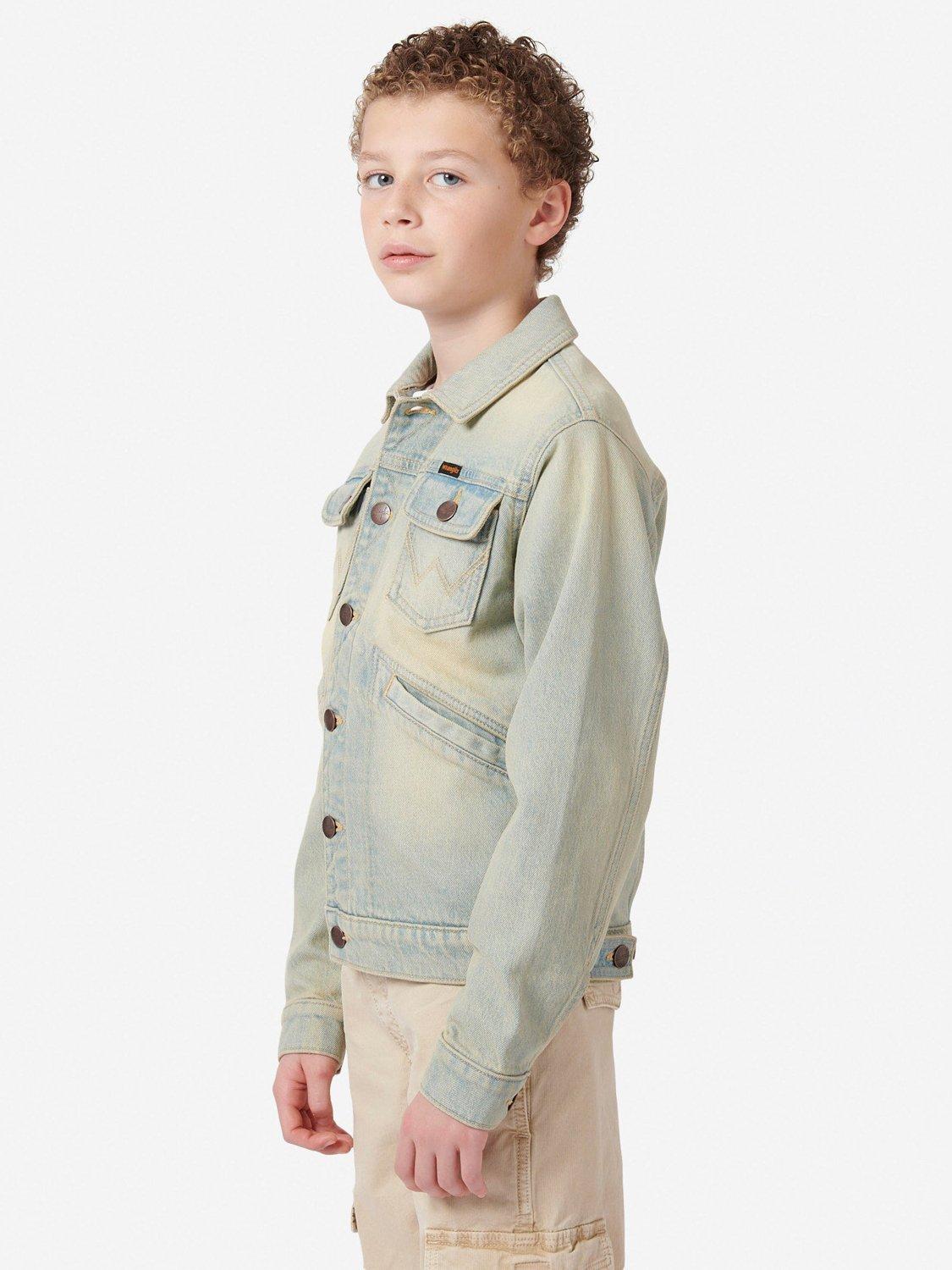 Product image 2 of 11, which shows Wrangler Kids' Icons Denim Jacket, Trail Wash, 7-8 years