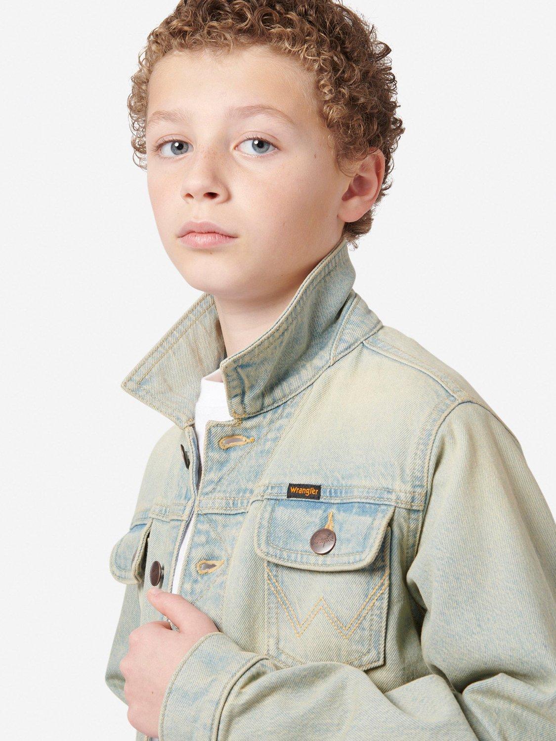 Product image 5 of 11, which shows Wrangler Kids' Icons Denim Jacket, Trail Wash, 7-8 years