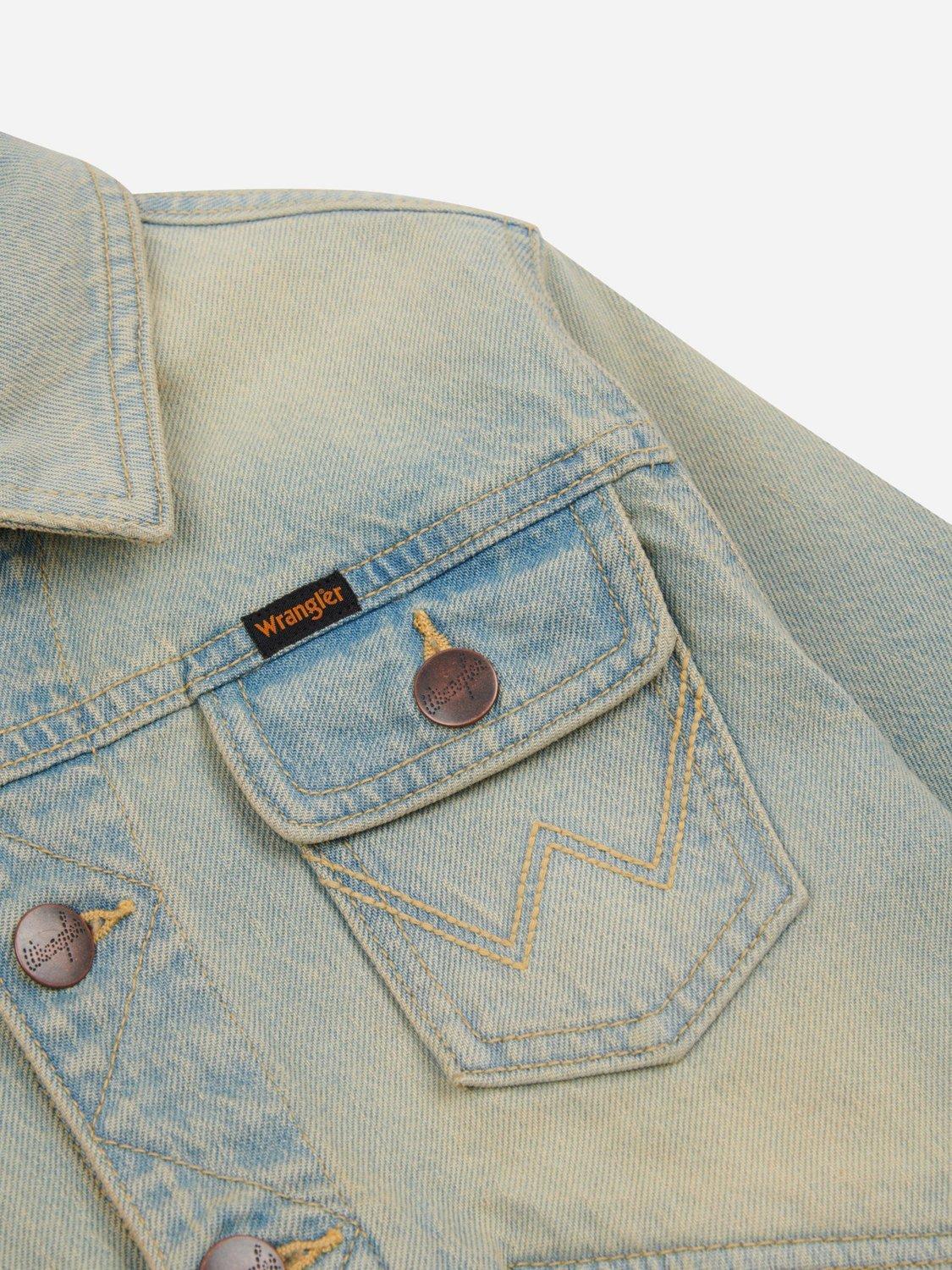 Product image 10 of 11, which shows Wrangler Kids' Icons Denim Jacket, Trail Wash, 7-8 years