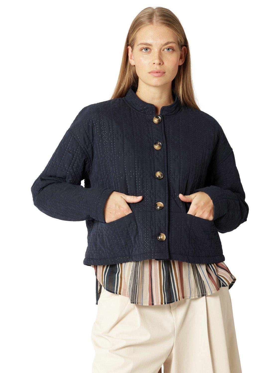 Product image 2 of 3, which shows Ilse Jacobsen Hornbæk Quilted Short Jacket, Dark Indigo, 10