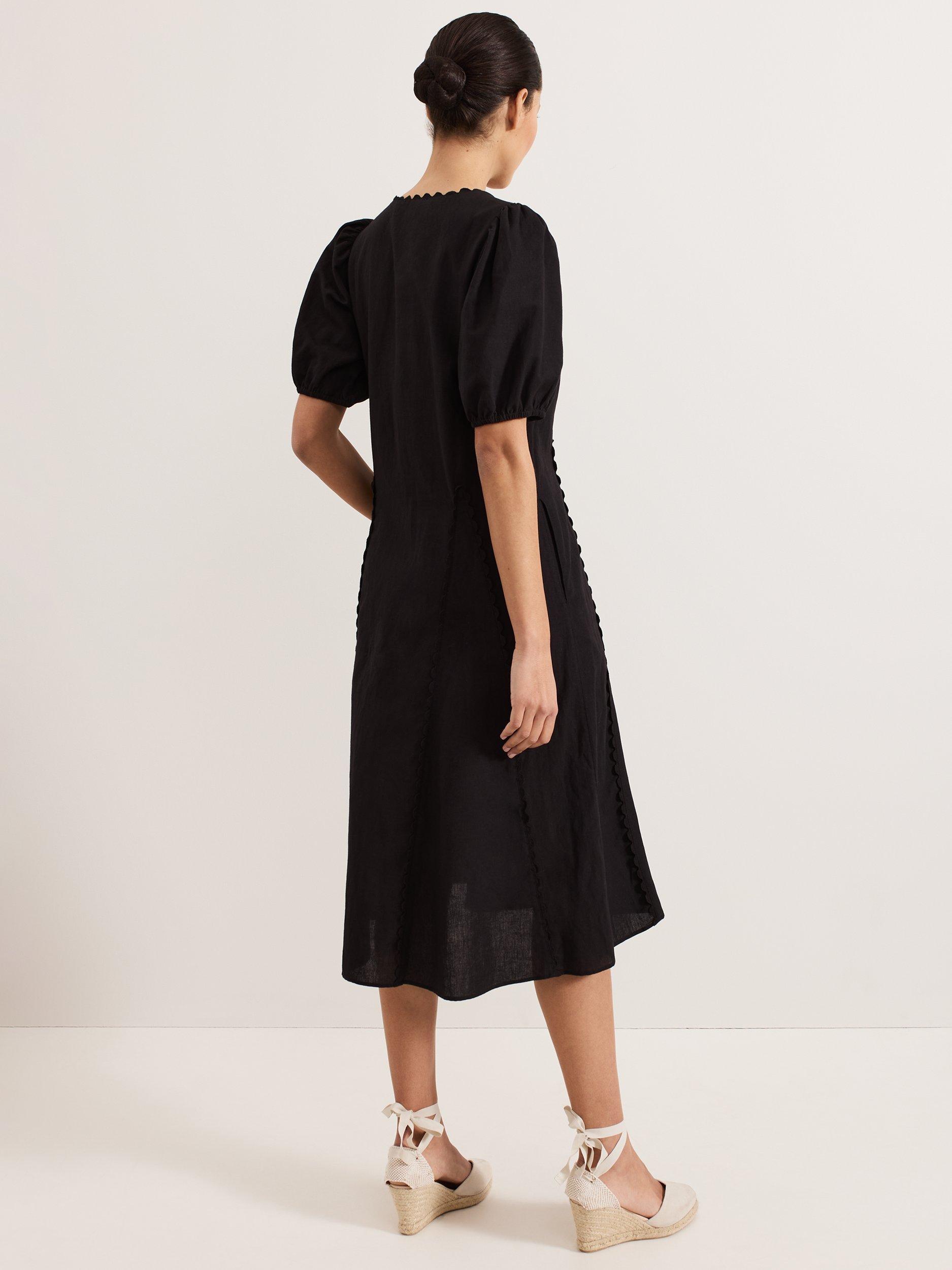 Product image 2 of 8, which shows Phase Eight Milly Scallop Detail Dress, Black, 8